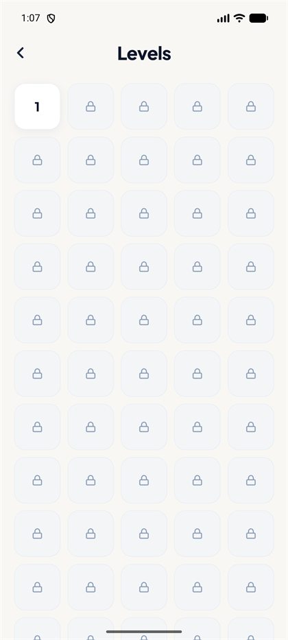 The level catalogue and saved progress.